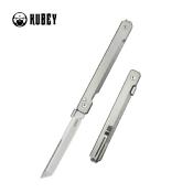 KUB243A Kubey Prism Titanium Gray 6AL4V Handle 14C28N Tanto Blade IKBS Button Lock Clip