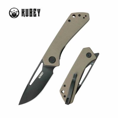 KUB331U Kubey Thalia – Couteau pliant Liner Lock Lame Acier 14C28N Blackwash Manche Tan G10 Bearing - Livraison Gratuite