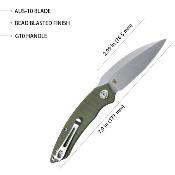 KUB333E Couteau Kubey Leaf Green Lame Acier AUS-10 IKBS - Livraison Gratuite