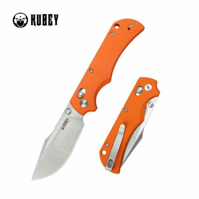 KUB503B Kubey Iguana Lame Acier D2 Stonewash Manche G10 Orange Crossbar Lock - Livraison Gratuite