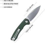 KUB901N Couteau Kubey Calyce Green Lame Acier AUS-10 IKBS - Livraison Gratuite