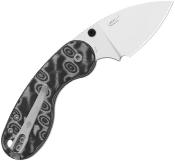 KV2742DSJA2 — Couteau Kizer Microbe Vortex Lame Acier 14C28N Drop Point Manche Micarta Motif Vortex Slipjoint Clip de Poche Livraison Gratuite