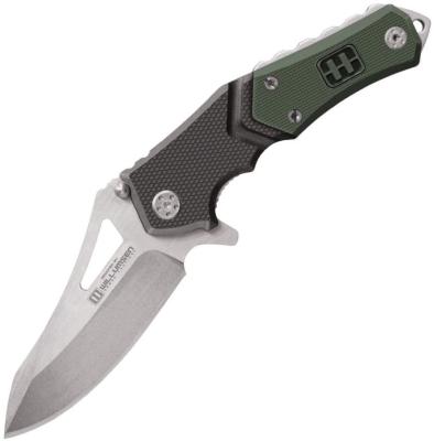 LKN111 — Couteau Lansky Responder Lame Acier 440C Satiné Drop Point Manche G10 Noir Vert Linerlock Clip - Livraison Gratuite