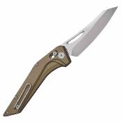 PFKP15BGAW Petrified Fish Frigate | Couteau Lame Reverse Tanto Acier CPM-S35VN SW | Manche Bronze Aluminum Crossbar Lock - Livraison Gratuite