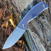 PMP023 Couteau PMP Knives Big Boy Manche Blue Titane Lame Acier 14C28N IKBS - Livraison Gratuite 