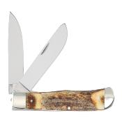 QGSH206L Queen USA Jumbo Linerlock Trapper Stag – Couteau Pliant Traditionnel Clip & Spey Lame Acier 1095 Carbone Manche Bois de Cerf - Livraison Gratuite