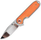 QS168D — Couteau QSP Nebula Linerlock Acier Sandvik 14C28N 59-61 HRC Miroir Clip-Point Manche Os Orange EDC Livraison Gratuite