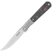 RS7895 Couteau Pliant de Poche Real Steel Barlow RB-7 Lame Acier S35VN Manche Fibre de Carbone Framelock - Livraison Gratuite