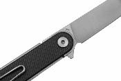 RS8061AF — Couteau Real Steel Iris Lame Acier Sandvik 12C27 Drop Point Satiné Manche Carbone et G10 Noir Linerlock - Livraison Gratuite