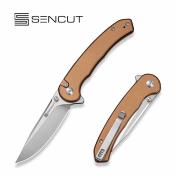 S251021 Sencut Ingot Brown | Couteau Lame Acier D2 Clip Point | Manche Aluminium | Button Lock | Livraison Gratuite