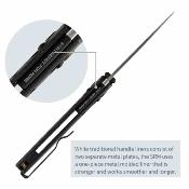 SRM255LMB3  Couteau SRM Medal | Lame Acier Laminated 140Cr Drop Point | Manche Plaquettes Black Micarta | Ambi-Lock | Livraison Gratuite