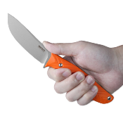 SRM605TGJ — Couteau SRM Fossa Lame Acier 14C28N Upswept Drop Point Bead Blast Manche Plaquettes G10 Orange Étui PVC - Livraison Gratuite
