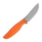 SRM605TGJ — Couteau SRM Fossa Lame Acier 14C28N Upswept Drop Point Bead Blast Manche Plaquettes G10 Orange Étui PVC - Livraison Gratuite