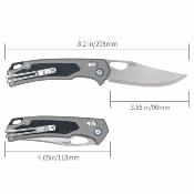 SRM9203AK SRM Retriever 9203-AK | Lame Clip Point Acier Laminé 140Cr | Manche Aluminium Gris + Inlay G10 | Ambi Lock - Livraison Gratuite