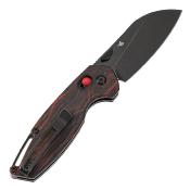 T1022V7 Couteau Tenable Model 6 Lame Sheepfoot Blackwash 14C28N – Manche G-mascus Rouge/Noir – Verrou Crossbar - Livraison Gratuite