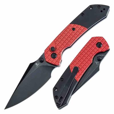 T1034S3 Tenable Fenrir Christmas Limited Edition – Couteau Pliant Lame Acier 14C28N Harpoon, Manche Alu Rouge/Noir, Button Lock – Livraison Gratuite