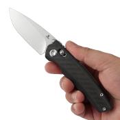 T2109V1 Couteau Tenable Raven Pliant Drop Point Acier 14C28N Manche Carbone Sécurité Cross Bar Lock - Livraison Gratuite 