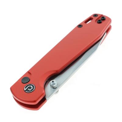TD014RD Couteau Defcon Tier 1 Sheepfoot Lame Acier Sandvik 14C28N Manche Aluminium Red Sécurité Button Lock - Livraison Gratuite