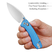 TVJM02LMN Couteau TRIVISA Koala-L Blue Pliant Crossbar Lock Lame Drop Point Acier N690 Manche Aluminium - Livraison Gratuite