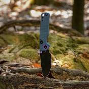 VOSA2627 — Couteau Vosteed Porcupine Lame Acier Sandvik 14C28N Drop Point Stonewash Noir Manche G10 Bleu Top Linerlock - Livraison Gratuite