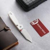 VOSA2912 Couteau Vosteed Raccoon Bowie Acier 14C28N Manche Micarta White Sécurité Top Liner Lock - Livraison Gratuite
