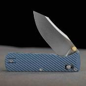 VOSA4112 — Couteau Vosteed Vombat Lame Acier 14C28N Clip Point Satinée Manche G10 Bleu Crossbar Lock - Livraison Gratuite