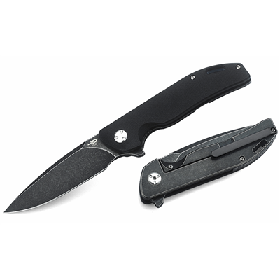 Couteau Bestech Bison Black Lame Acier D2 Noire Manche G-10/Titane BTKT1904B2 - Livraison Gratuite