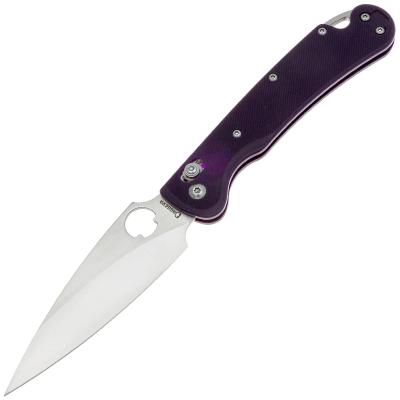 DGRFM022SPRS — Couteau Daggerr Sting Slim Lame Acier VG-10 Satiné Manche G10 Violet Crossbar Lock Livraison Gratuite