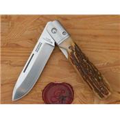 Couteau Fallkniven Gentleman Pocket Manche Bois de Cerf Made Sweden FKGPS - Free Shipping
