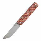 G2020A2 Couteau Foosa Tenable Knives | Lame Acier D2  Tanto | Manche Plaquettes Vortex Micarta | Housse Nylon | Livraison Gratuite
