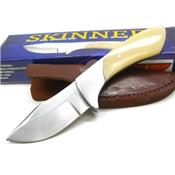 Couteau de Chasse Skinner Lame Acier Carbone/Inox Manche Os Etui Cuir PA3343 - Free Shipping