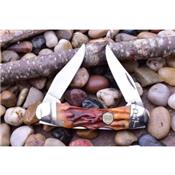Couteau Canif Rough Rider Brown Stag Bone Manche Os 2 Lames Acier 440 RR1798 - Livraison Gratuite