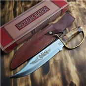 RR1943 Couteau Bowie David Crockett Rough Rider D Guard Acier 440 Etui Cuir - Livraison Gratuite