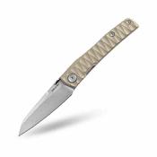 RS7222C Couteau Real Steel Destra Phantom Lame Acier Nitro-V Manche Rainuré Tan G10 | Livraison Gratuite