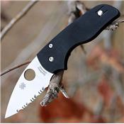 Couteau Spyderco Lil' Native Lame Acier CPM-S30V Serrat Manche G-10 Compression Made In USA SC230GS - Free Shipping