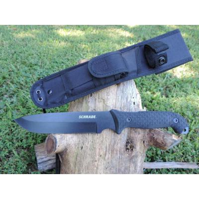 Couteau Bushcraft Schrade Frontier Black TPE Carbone 1095 Manche TPE Etui Nylon SCHF52 - Free Shipping