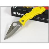 Couteau SPYDERCO LADYBUG 3 Yellow SALT Acier H-1 Plain Made In Japan SCLYLP3