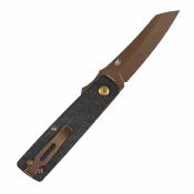 B2135A2 Couteau Higonokami Tenable Lame Acier D2 Rose Reverse Tanto | Manche Black Micarta | Liner Lock | Livraison Gratuite
