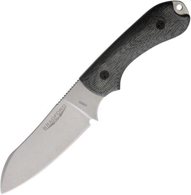 BRAD3SF101 Couteau Bradford Guardian 3 Lame Acier Bohler N690 Stonewash Manche Micarta Black Étui Cuir USA - Livraison Gratuite