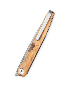 BTKMK14D4 Bestechman Lanza Olive Wood | Couteau Pliant Lame Drop Point Acier Damas | Manche Bois d'Olivier Front Flipper Liner Lock - Livraison Gratuite