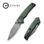 CIVC23027DS1 — Couteau Civivi Tranquil Lame Acier Damas Clip-Point Manche Micarta Canvas Vert Linerlock EDC Livraison Gratuite