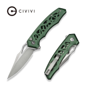 CIVC240393 Couteau Civivi Anaaki Green Clip Point Lame Acier Nitro-V Manche Aluminium Pivot Roulement à Billes Button Lock - Livraison Gratuite