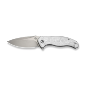 CIVC25037B1 — Couteau CIVIVI Vyrent Lame Acier Nitro-X7 Drop Point Stonewashed Manche Plaquettes G10 et Aluminium Foil Argenté Liner Lock Thumb Stud - Livraison Gratuite