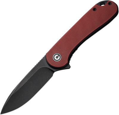CIVC907A1 — Couteau Civivi Elementum Lame Acier D2 Black Stonewash Drop Point Manche G10 Bordeau Linerlock Chasse Bushcraft Livraison Gratuite