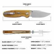 CMB21D Couteau CMB Made Knives Lucky | Lame Drop Point Acier 14C28N | Manche PEI Liner Lock - Livraison Gratuite