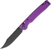 DGRPKFPRBW — Couteau Daggerr Knives Pike Crossbar Lock Lame Acier 8Cr14MoV Clip Point Black Stonewash Manche FRN Violet Thumb Disk - Livraison Gratuite
