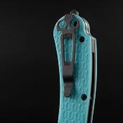 DGRPWTFBW Daggerr Knives Powie | Couteau Pliant Lame Clip Point Acier 8Cr14MoV Black Stonewash | Manche FRN Bleu Clair  - Livraison Gratuite