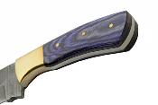 DM1312 Couteau Damas Opal Blue Hunter Lame 256 Couches Etui Cuir - Livraison Gratuite