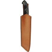 DM1322 Couteau Damas Slate Hunter Machete Lame Tanto Acier 256 Couches Etui Cuir - Livraison Gratuite 