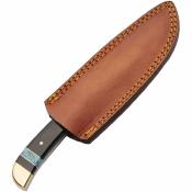 DM1428 Couteau Skinner | Lame Acier damas Drop Point | Manche Résine Black Turquoise | Housse cuir | Livraison Gratuite